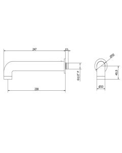 Union Bath Spout Brushed Black Chrome Finish