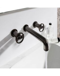 Union Wall Basin Mixer Brushed Black Chrome
