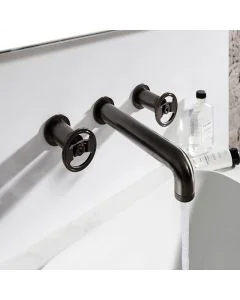 Union Wall Basin Mixer Brushed Black Chrome