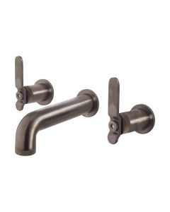 Crosswater Union Three Hole Wall Mounted Basin Set Levers Brushed Black Chrome