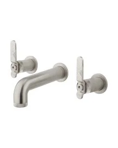 Crosswater Union Three Hole Wall Mounted Basin Set Levers Brushed Nickel