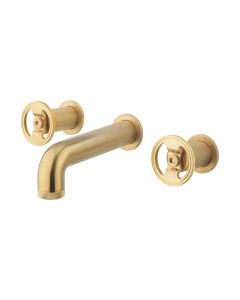 Crosswater Union Three Hole Wall Mounted Basin Set Brushed Brass