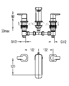 Urban Three Hole Bath Filler