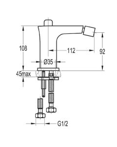 Urban Bidet Mixer with Clicker Waste
