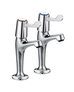 Value Lever High Neck Pillar Taps 3 Inch Levers 