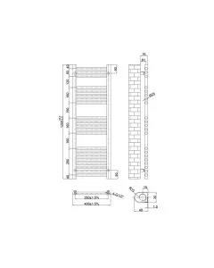 JTP VOS 1200 x 400 Straight Towel Rail Brushed Brass