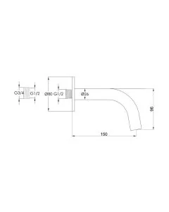 VOS 150mm Bath or Basin Spout Brushed Brass
