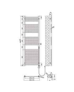 VOS 1600x500 Electric Towel Rail Brushed Black
