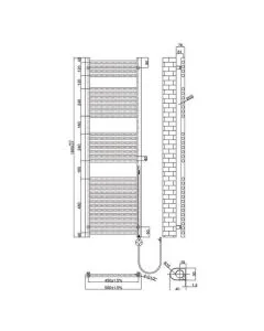 VOS 1600x500 Electric Towel Rail Brushed Black