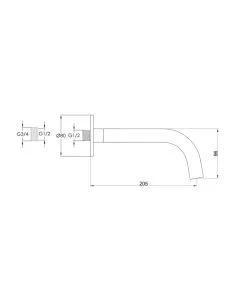 VOS 200mm Bath or Basin Spout Brushed Black