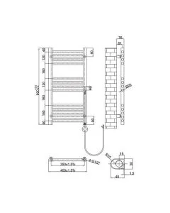 VOS 800x400 Electric Towel Rail Brushed Brass