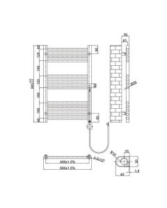VOS 800x500 Electric Towel Rail Brushed Black
