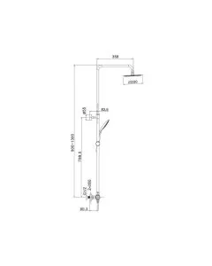 VOS 2 Way Bar Shower Valve Riser Kit Brushed Brass