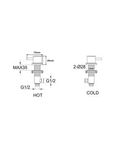 VOS Deck Mounted Valves Brushed Brass