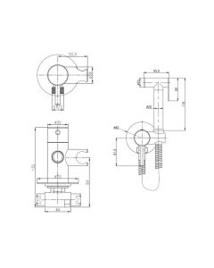 VOS Hot and Cold Douche Set Brushed Brass