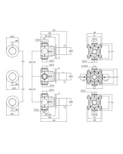 VOS Modular 3 Lever 2 Way Shower Valve Brushed Black