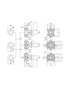 VOS Modular 3 Lever 3 Way Shower Valve Matt Black