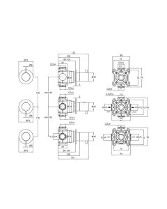 VOS Modular 3 Lever 3 Way Shower Valve Brushed Black