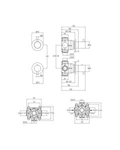 VOS Modular 2 Way Thermostatic Shower Matt Black