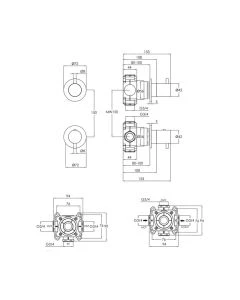 VOS Modular 2 Way Thermostatic Shower Brushed Bronze