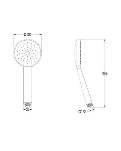 VOS Round Shower Handset Matt Black