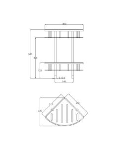 VOS Shower Corner Twin Basket Brushed Bronze