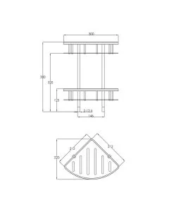 VOS Shower Corner Twin Basket Brushed Bronze