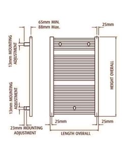 Design Flat 600 x 1800 White Towel Rail