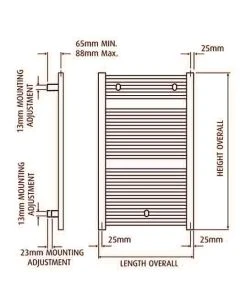 Design Flat 600 x 1800 White Towel Rail