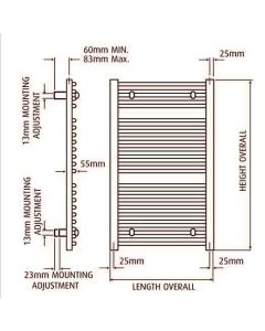 Design Curved 600 x 1500 White Towel Rail