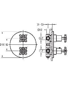 Flova XL Concealed Thermostatic Shower Mixer with 3 Way Diverter