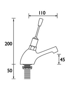 Single Self Closing Toggle Lever Basin Tap