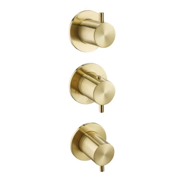 VOS Modular 3 Lever 2 Way Shower Valve Brushed Brass