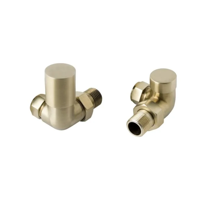 JTP VOS Corner Radiator Valves Brushed Brass