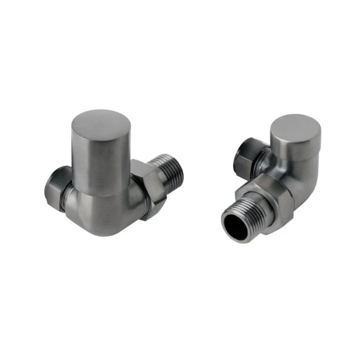 JTP VOS Corner Radiator Valves Brushed Black