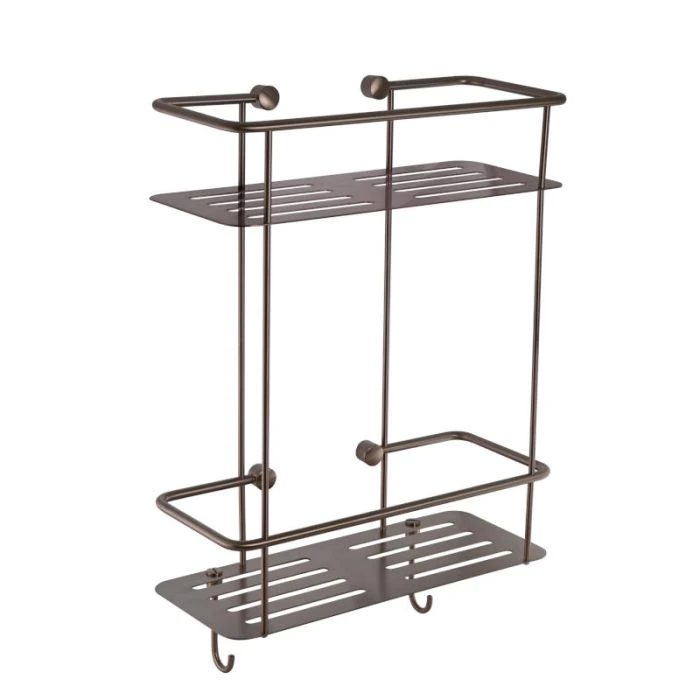 Double Square Shower Basket Brushed Bronze