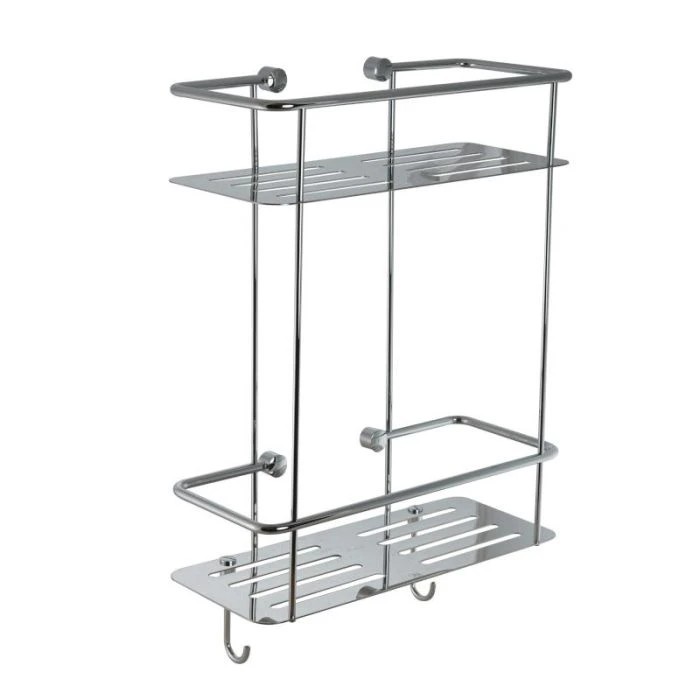 Double Square Shower Basket Brushed Black