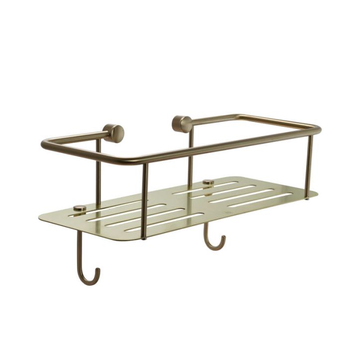 Single Square Shower Basket Brushed Brass