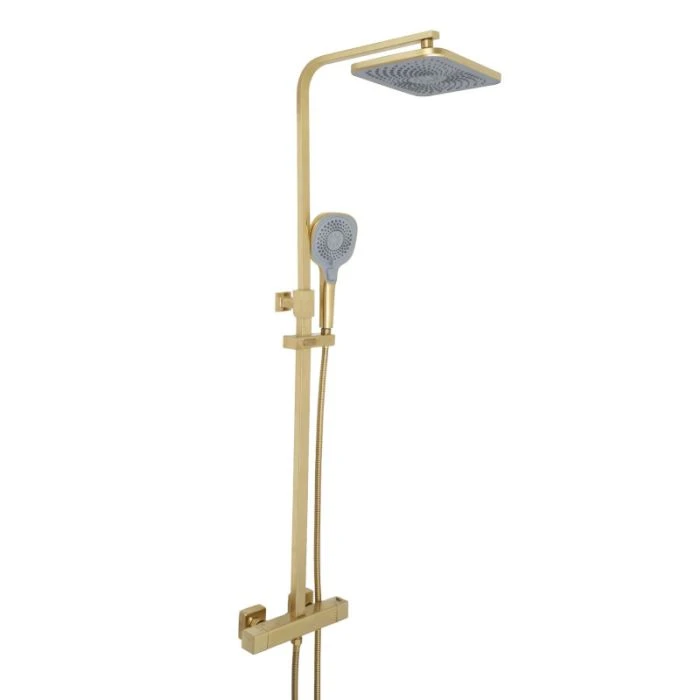 Hix Thermostatic Shower Valve Riser Kit Brushed Brass