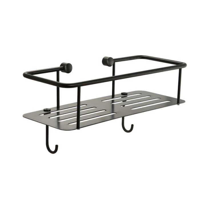 Single Square Shower Basket Brushed Black