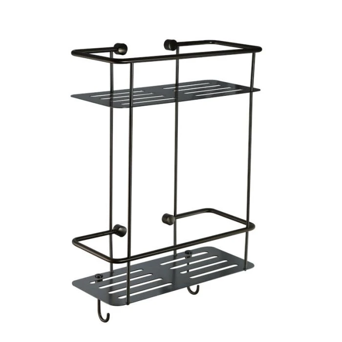 Double Square Shower Basket Brushed Black