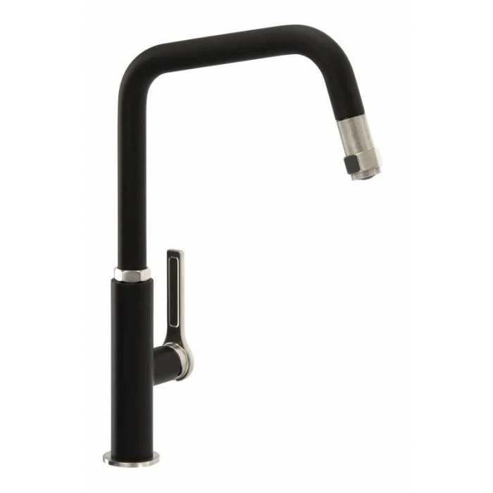 Hex Single Lever Pull Out Sink Mixer Black/Brushed Nickel