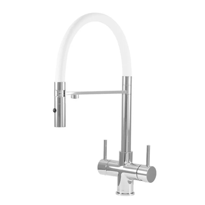 Aquila 2 Lever Mixer And Cold Filter Tap Chrome/White