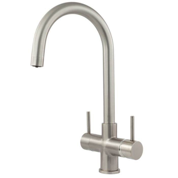 Verona 2 Lever Mixer And Cold Filter Tap Brushed Steel