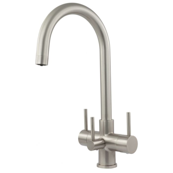 Verona 3 Lever Mixer And Cold Filter Tap Brushed Steel