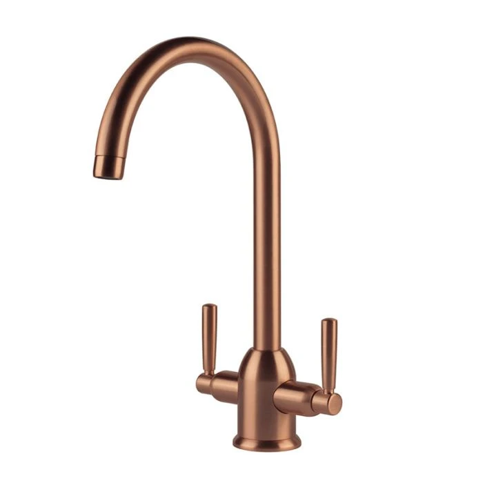 Alzira Monobloc Twin Lever Sink Mixer Brushed Copper