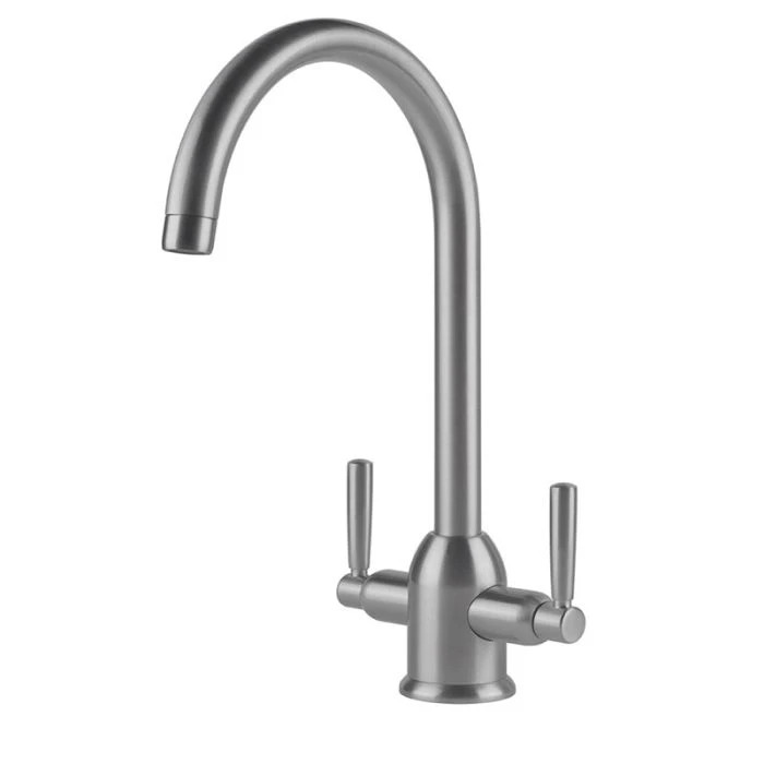 Alzira Monobloc Twin Lever Sink Mixer Brushed Nickel