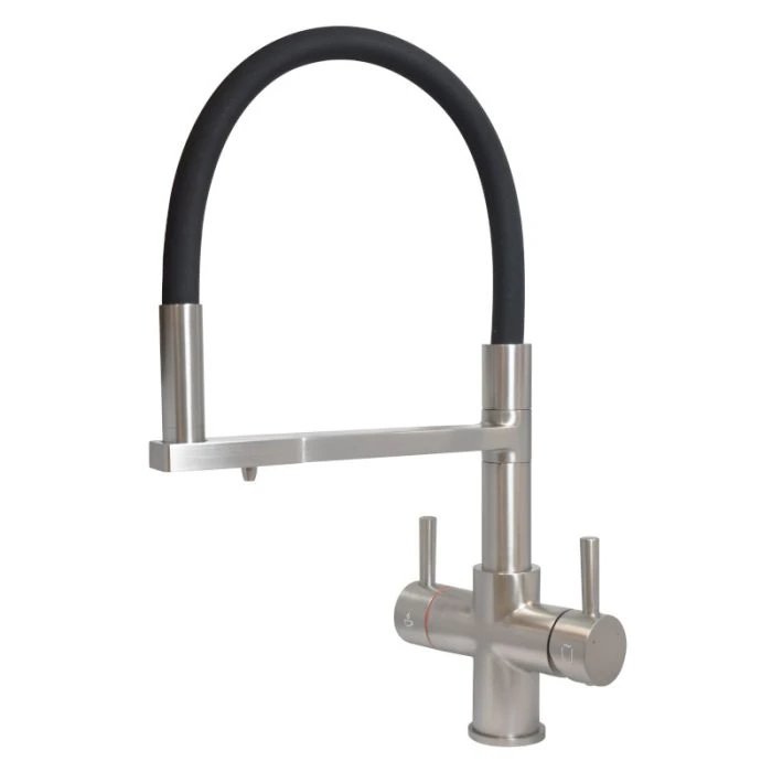 Aquila 4in1 Cold Filter and Kettle Tap Brushed Steel/Black