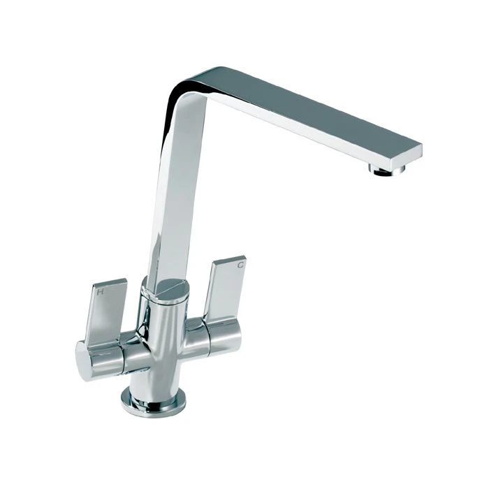 Linear Flair Twin Lever Kitchen Mixer Chrome