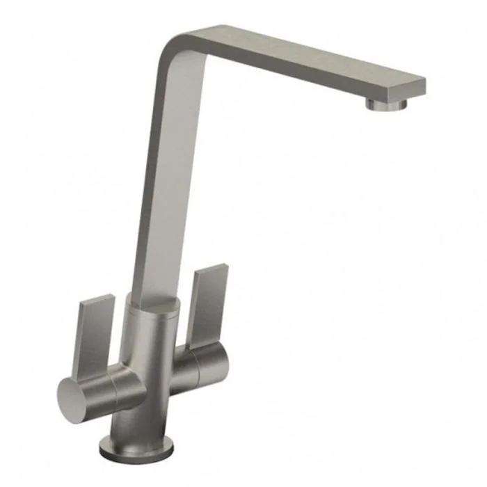 Linear Flair Twin Lever Kitchen Mixer Brushed Nickel